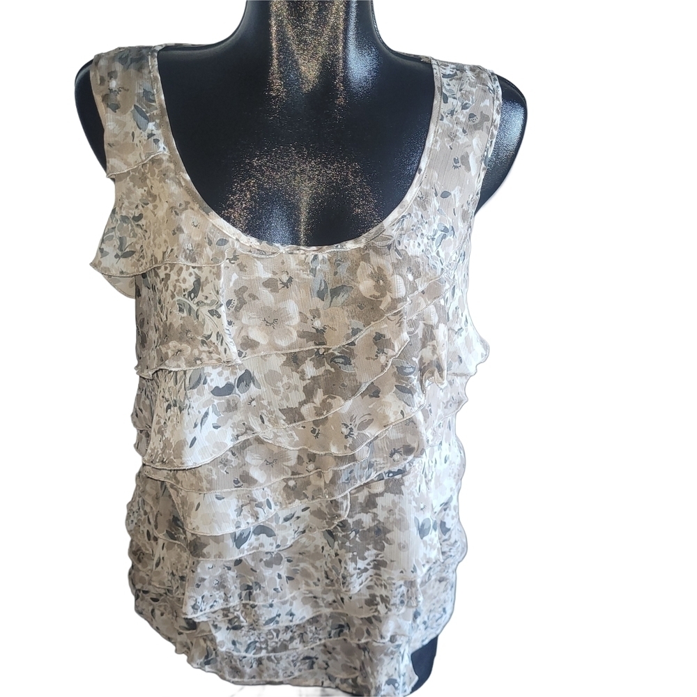 Nicole Benisti Sleeveless Floral Layered Top L